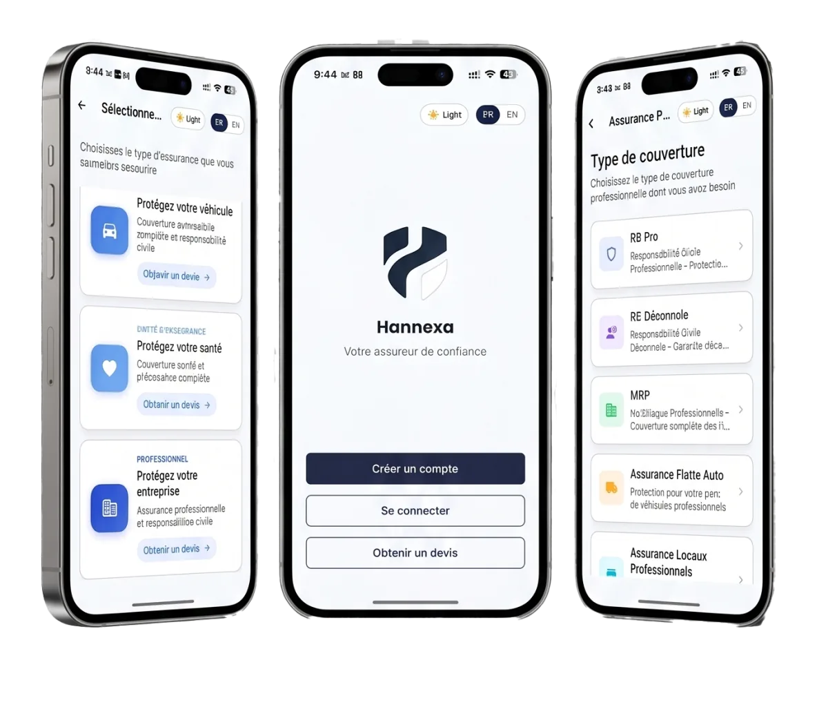 Interface mobile Hannexa pour demandes professionnelles