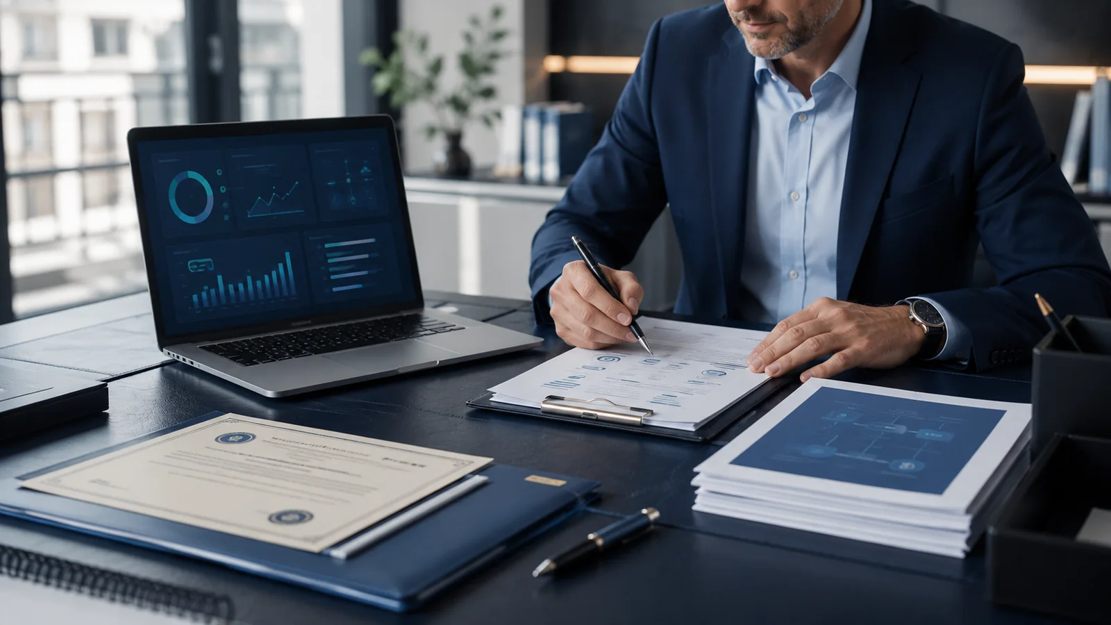 Revue de contrat et d’attestation RC Pro dans un bureau de courtier